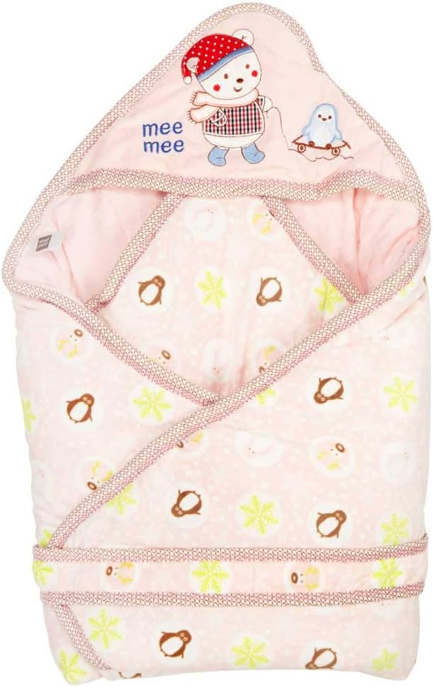 Mee Mee Cozy Cocoon Baby Wrapper with Hood, Bunny Patch, Pink (432.0mm L X 41.0mm W)