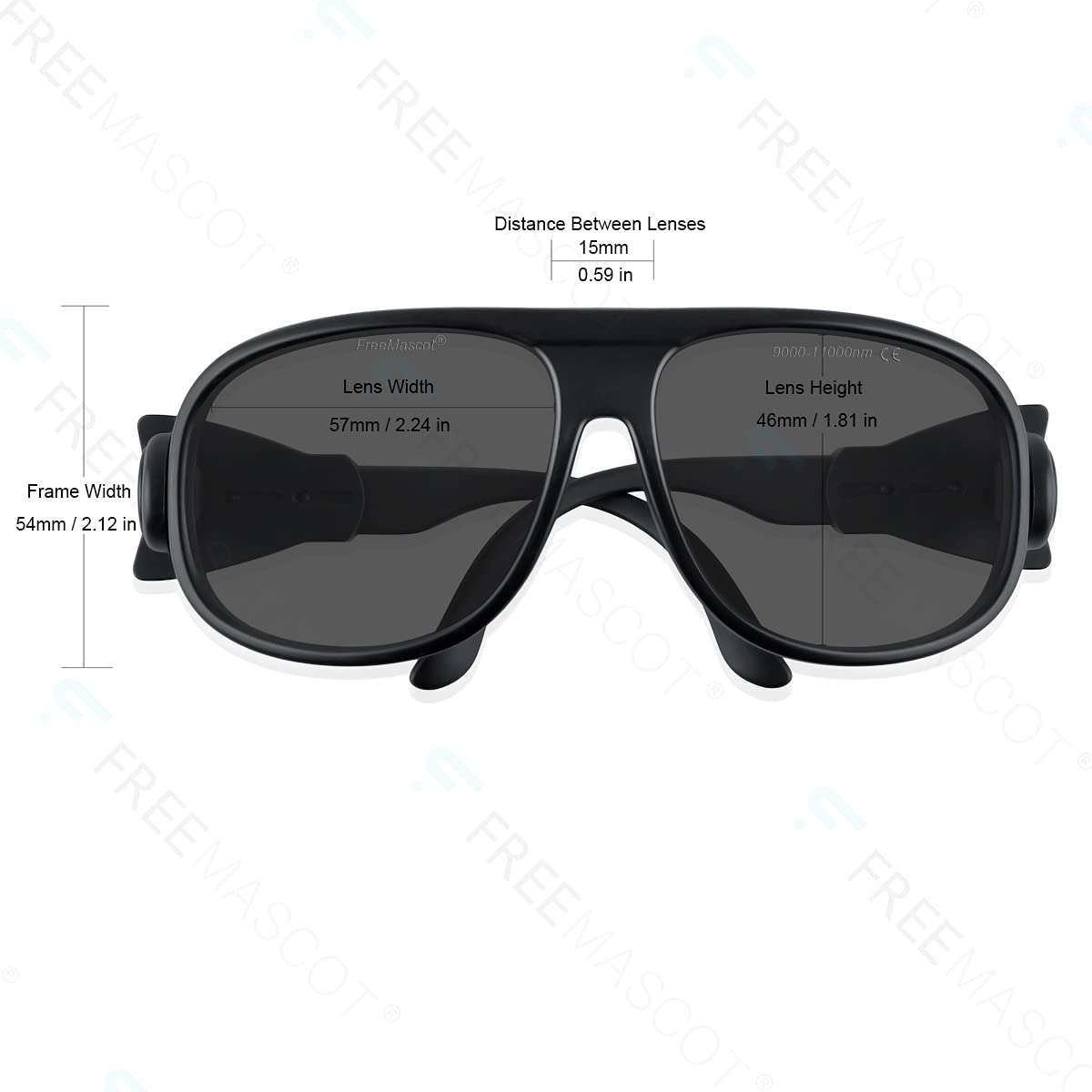 FREEMASCOT Professionelle OD 4+ 10600nm Laser Schutzbrille für CO2 Laserschneidmaschine