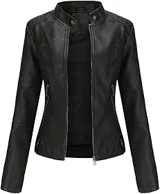 JMSUN Jaqueta feminina de inverno com zíper PU Jaqueta de Couro Falso Jaqueta Bomber Feminina Jaqueta Cropped Moto Coat para Motociclista