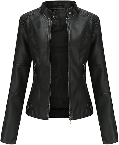 JMSUN Jaqueta feminina de inverno com zíper PU Jaqueta de Couro Falso Jaqueta Bomber Feminina Jaqueta Cropped Moto Coat para Motociclista