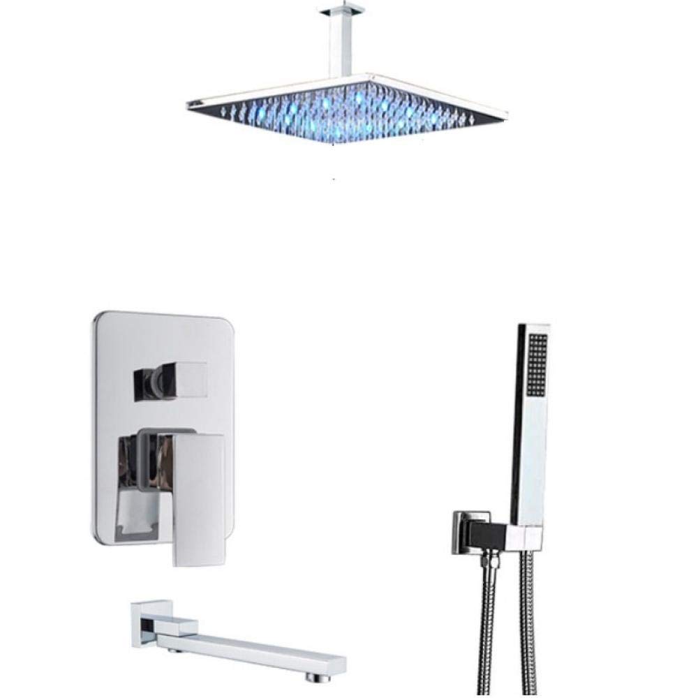 Robinet de douche ensemble de douche LED chrome pour rénovation plafond - 8