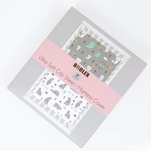 Miniatura 2 de BROLEX Sábanas ajustadas para cuna de bebé Juego de 2 para colchón de cuna de tamaño estándar para niños y niñas - Sábanas de punto jersey para cuna