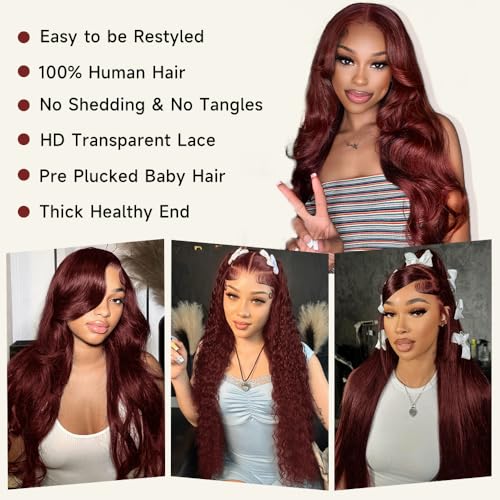 28 Inch Reddish Brown Lace Front Wigs Human Hair Pre Plucked 200 Density Body Wave Lace Frontal Wig Human Hair 13x4 HD Lace Brown wig with baby hair - Image 4