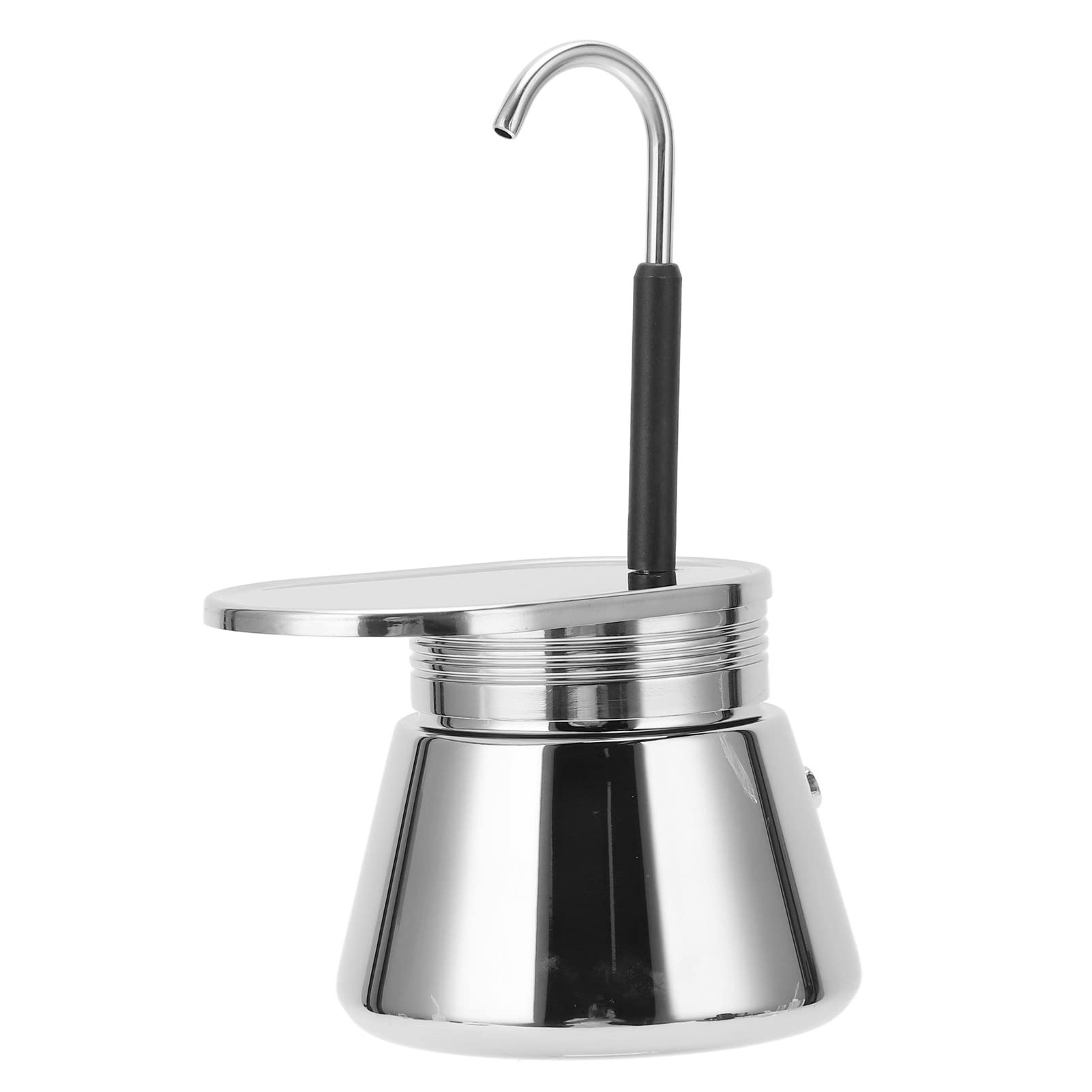 Qcwwy Moka de un Solo Pico, Italiana Clásica de 200 Ml, de Espresso de Acero Inoxidable, Portátil Moka Stovetop para el Hogar, Cafetería, Oficina(50 ml)