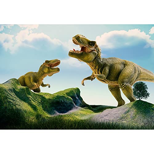 Aoihrraan 3x2m Dinosaurio Mundo Fondo 3D Dinosaurios Safari Montañas Blanco Nubes Fotografía Fondo para Niños Cumpleaños Fiesta Niños Habitación Fondo de Pantalla Decoración Bebé Ducha Foto Prop