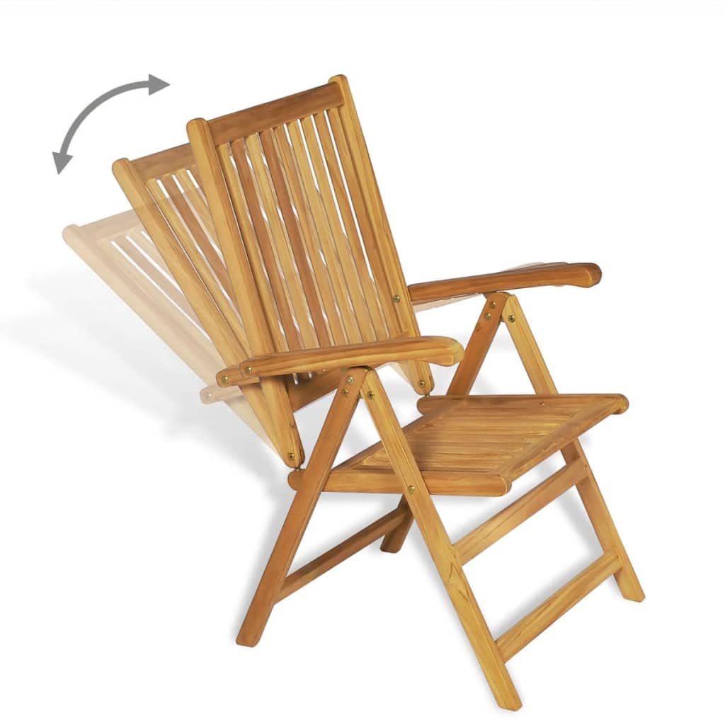 Set di mobili da giardino in teak, 180 x 90 cm, sedie pieghevoli con schienale regolabile in 7 posizioni, robusto set da pranzo per giardino, terrazza e piccolo balcone