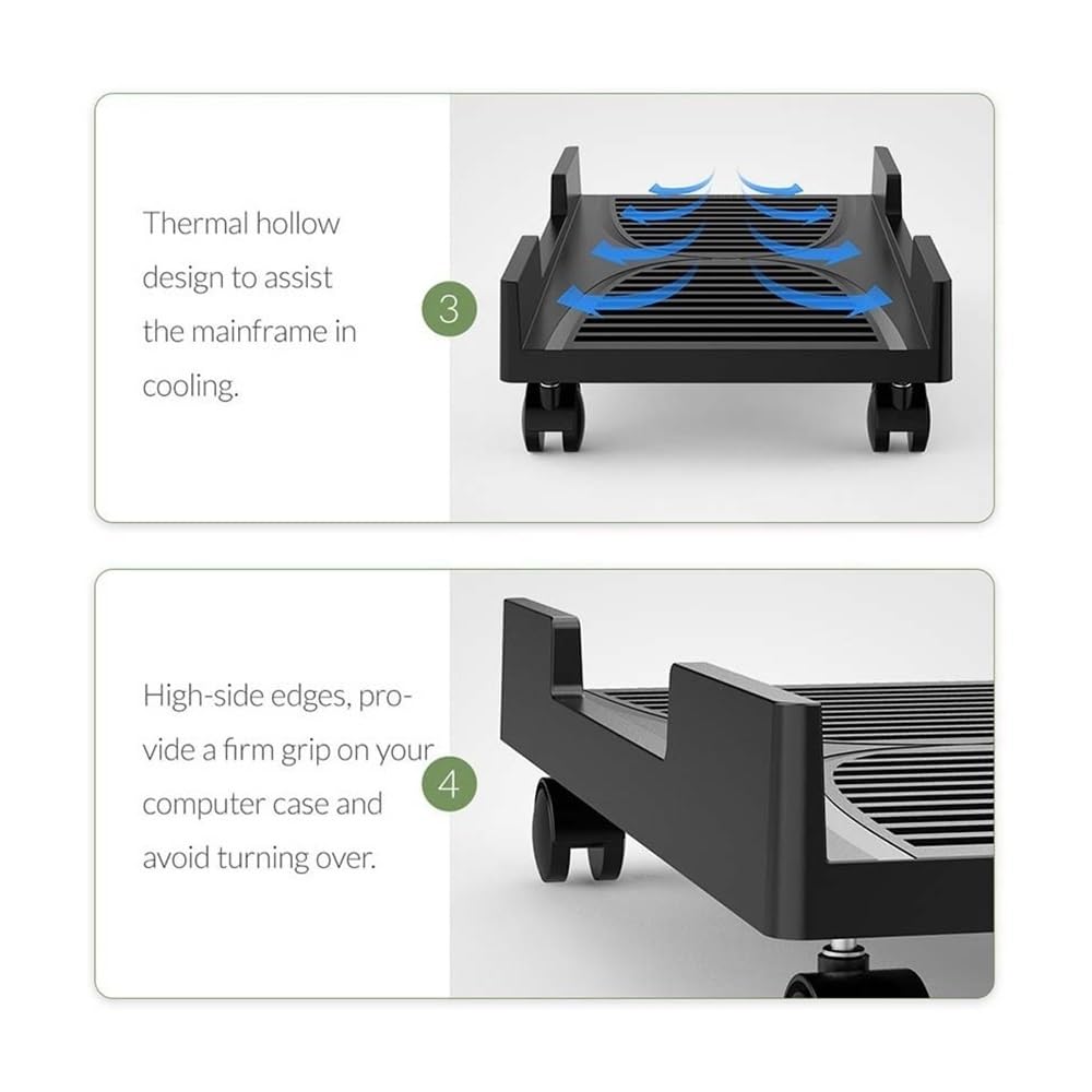 Akcesoria komputerowe PC Cases Cart Desktop PC Towers Stand, Mobile CPU Cooling Holder Bracket with 4 Rolling Caster Wheels Floor CPU Stand Fits Most PC Under Desk Stojak na wieżę komputerową