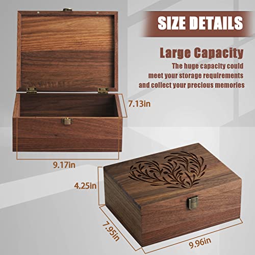 Eduromi Walnut Wooden Memory Keepsake Box With Hinged Lid And Latch For Precious Items, Decorative Storage Box Store Jewelry Toys Keepsakes Photos Gift Boxes #TOP5