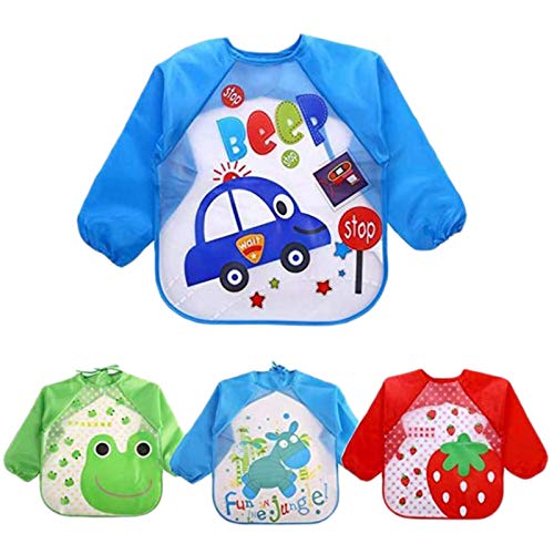 Cobeky4 Packs Children's Art Smock Kids Painting Aprons Long Sleeve Smock for Baby Eged 1-4 Years Old