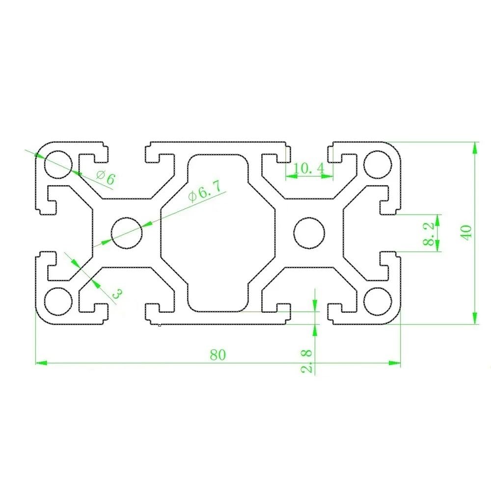 GTPBAO Profilo in alluminio 4080 Standard europeo 40x80mm Telaio for estrusione anodizzata for espositori e strutture for attrezzature Binario estruso(900mm long)