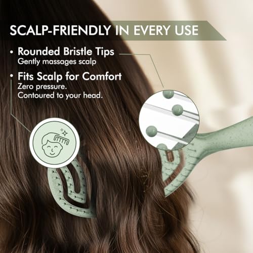 Image of IKONIC Me Spiral Vent Hair Brush IKM-2119 Eco Conscious, Open Vent Fast Dry Design, Anti Frizz Ion Bristles, Flexible Scalp Fit, Zero Breakage Detangling, Smooth Shiny Hair - Jade Green