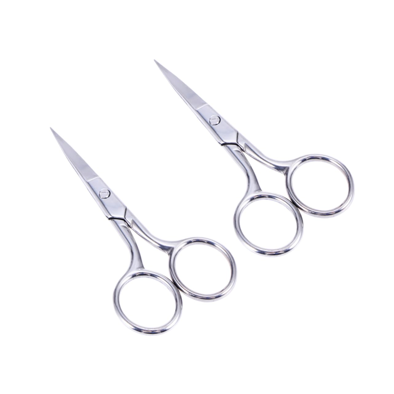 CALLARON 2pcs Stainless Steel Facial Hair Scissors for Precision Eyebrow Nose and Beard Trimming Ergonomic Design with Curved Tips for Easy Control and Comfortable Grip