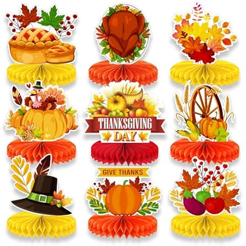 Thanksgiving Honeycomb Table Centrepieces, 9 Pcs Cover