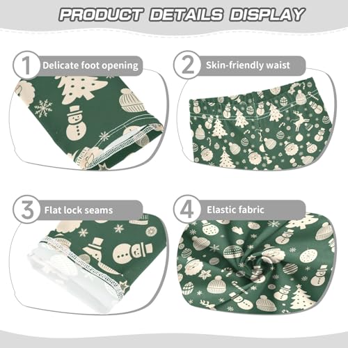 senya Girls Printed Leggings Yoga Pants Green Christmas Pattern for Kids in 4t to 10 Years, 4T3