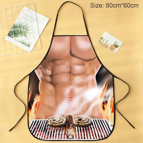 JEYORZY 1 Stück sexy Kochschürzen für MännerLustige Muskelschürzen für Herren Grillparty Kochschürze