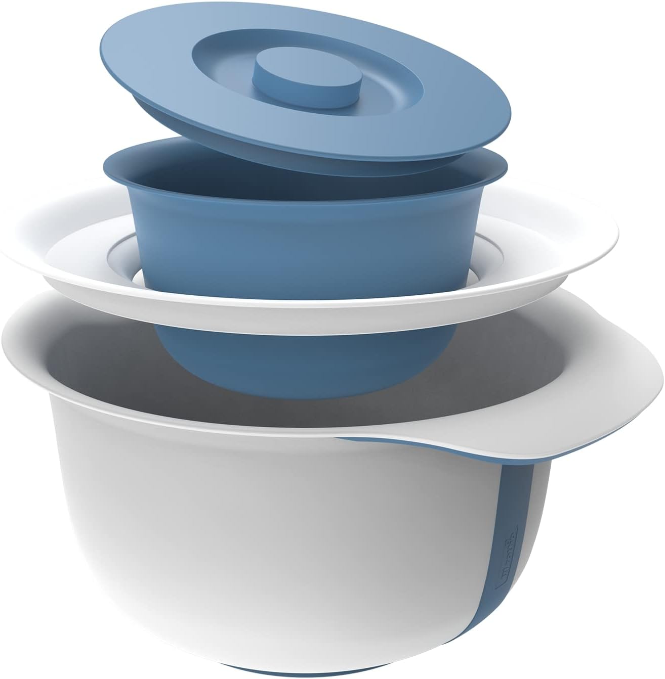 Rotho Fresh Set of 2 Bowls 1.2l + 4l with lid, Food-Safe Plastic (PP) BPA-Free, White/Blue, 1.2l + 4l (28.8 x 26.0 x 14.2 cm) image 3