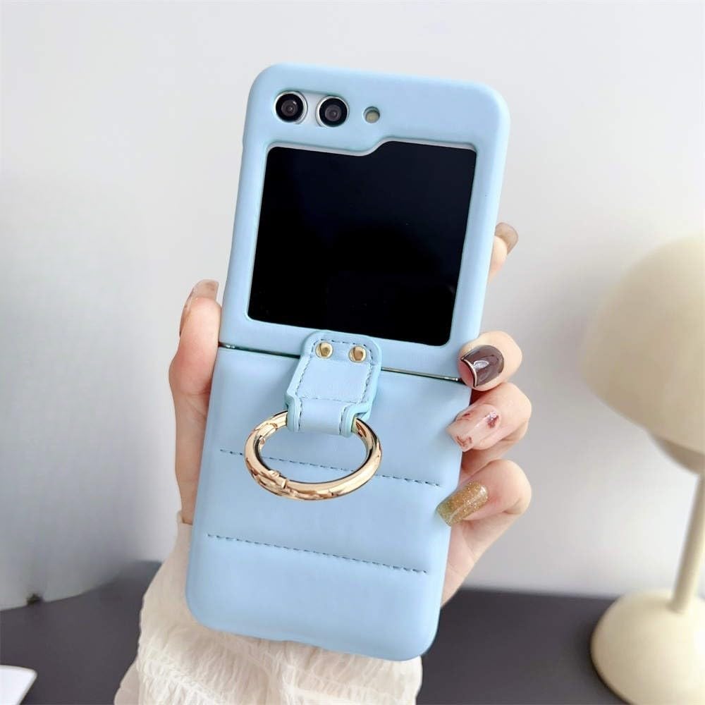 Custodia con anello opaco per Samsung Galaxy Z Flip 3, 4, 5, 5G, colore: azzurro cielo, per Samsung Z Flip 3
