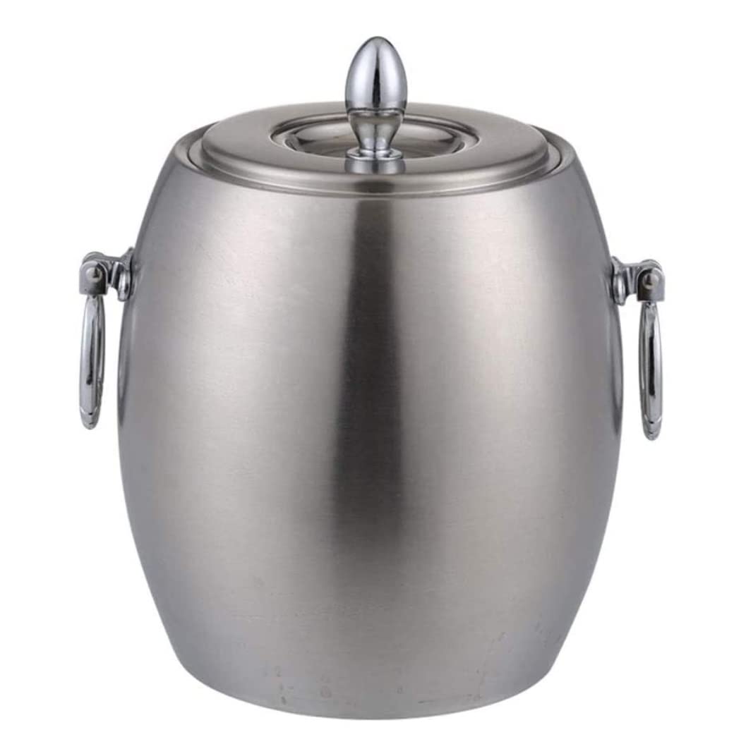 Refrigeratore per Bevande, Secchiello per Il Ghiaccio Ovale Raffreddatori per Vino Acciaio Inossidabile Doppia Parete Champagne Birra Whisky Secchiello Bar Accessori per Barili LCE Bucke(1L)