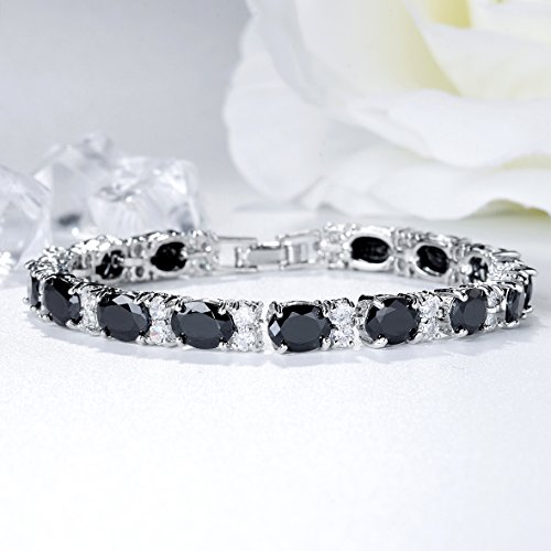 SELOVO Wedding Cubic Zirconia Bracelet Chain Link Silver Tone2