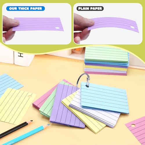 EOPUOZS Karteikarten A8 liniert, 600 Stück Karteikarten Intensiv-Farben, Premium Qualität Karteikarte für Notizen, Vokabeltraining, Formeln und Prüfungsvorbereitung