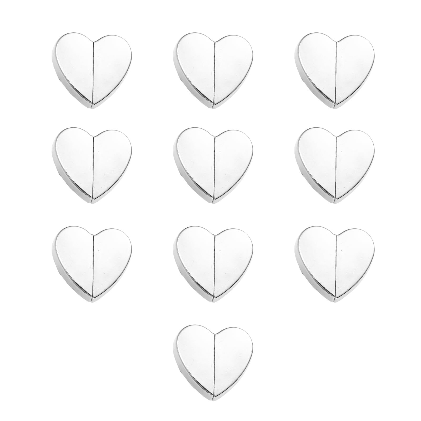 10pcs Curtain Magnets Closure, Heart-Shaped Magnetic Curtain Closure Detachable Zinc Alloy Magnetic Drapery Clips for Bedroom Bathroom Office Draperies Prevent Light Leaking (Silver)