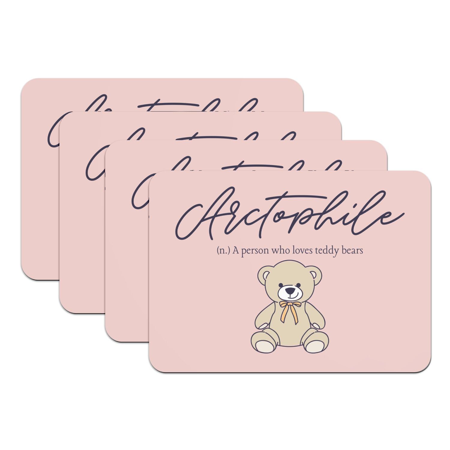 Sets de table en caoutchouc rose grand format antidérapant teddy bear