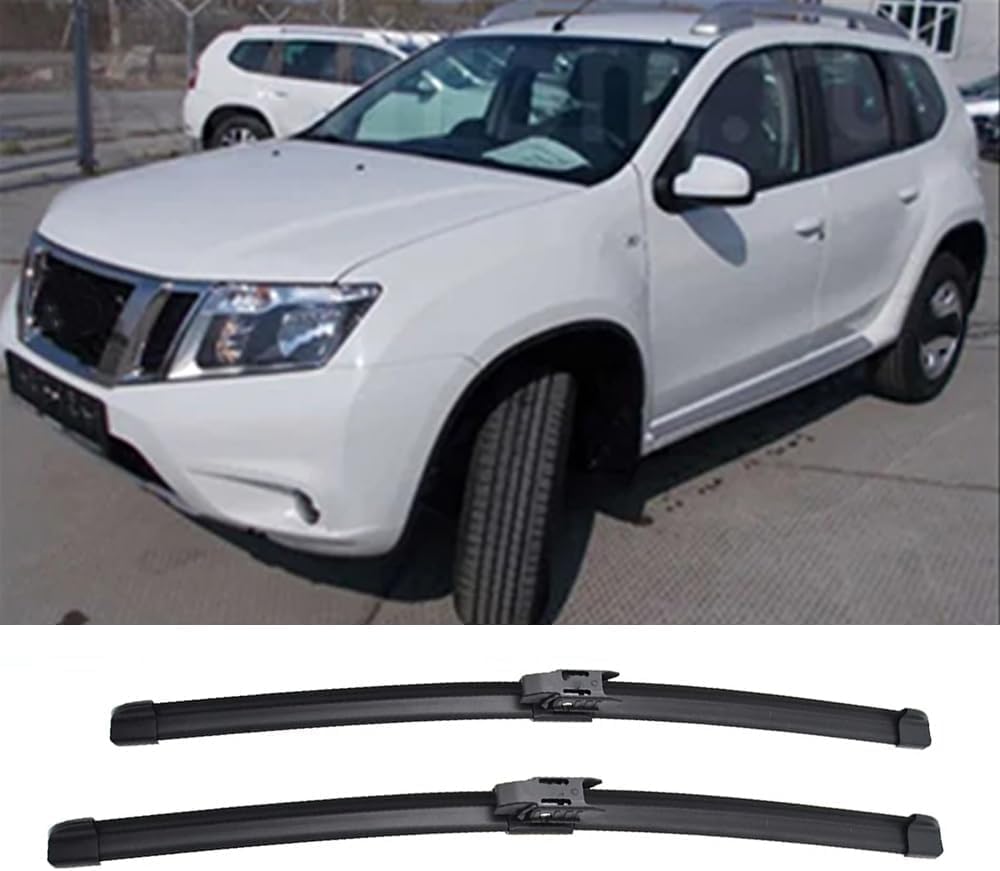 ZhangXD Front Windscreen Wipers For Nissan Terrano D10 2017-2023, Windshield Window Brush Front Wiper Blades All-Weather Replacement Set Easy Installation