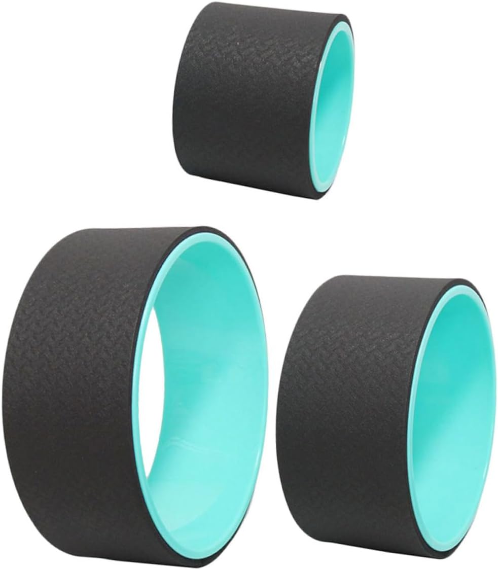 SUPVOX 1set Deep Stretch Yoga Wheel Set Circle Ring Yoga Roller for Tool Green Black