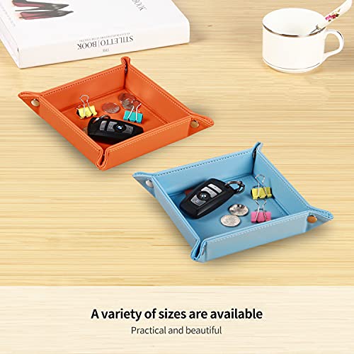 Image of YAPISHI Key Dish Bowl for Men, Entryway Catchall Holder Bedside Table Valet Tray for Pocket Stuff, PU Leather Nightstand Organizer for Dice /Coins /Wallet /Watch /Rings /Sunglasses, Dresser /Coffee Table