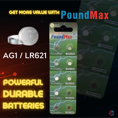 Pilas alcalinas PoundMax AG1 LR621 1.5v, paquete x10 miniatura 6