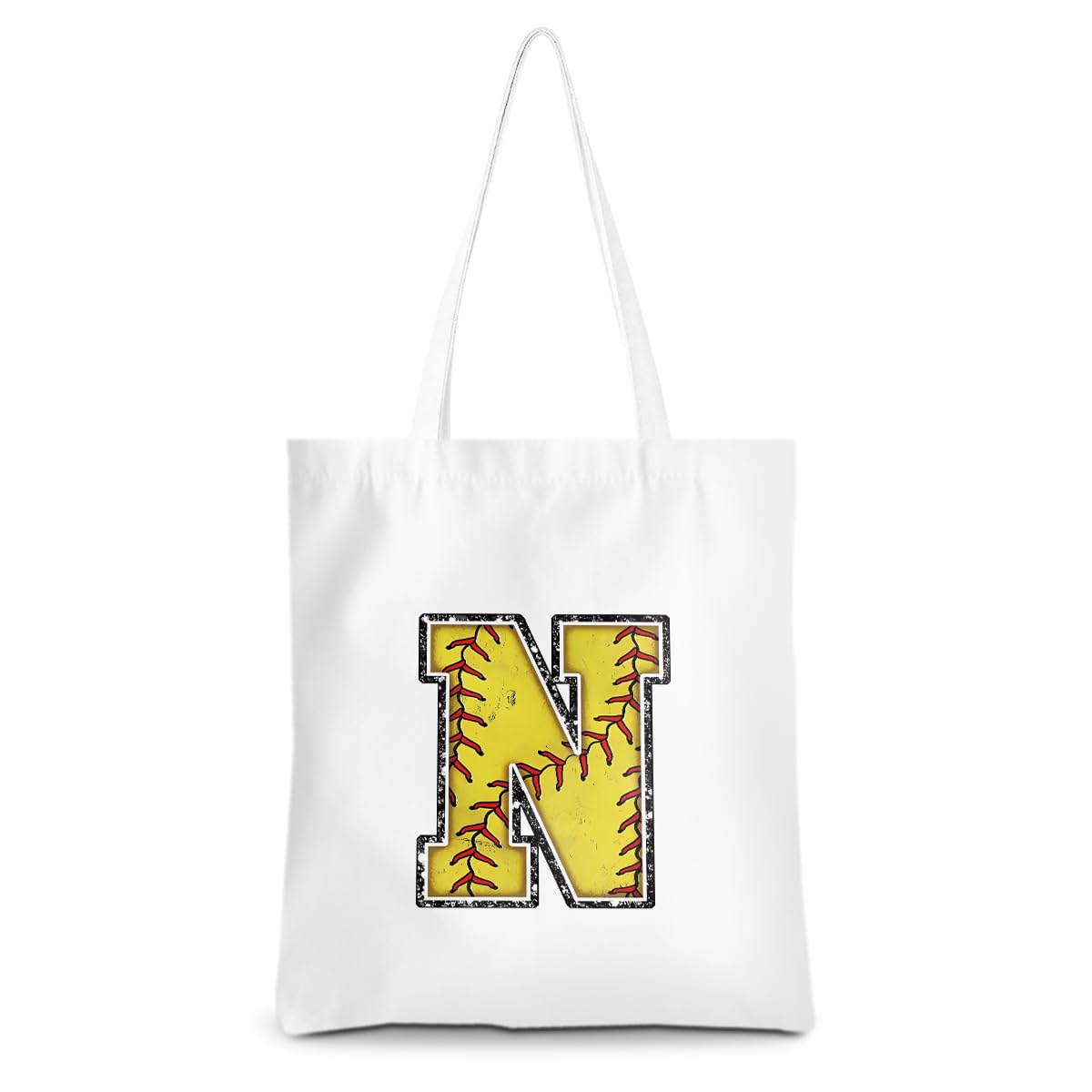 CQM Softball Gifts Initial Tote Bag Reusable Grocery Bags Personalized Beach Bag Wedding Monogrammed Gifts for Women