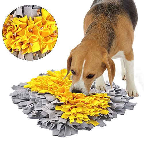 IEUUMLER Snuffle Mat para Perros Estera de alimentación Estera de Entrenamiento Manta para la Nariz Juguete de Juego IE075 (45x45cm, Yellow Bone)