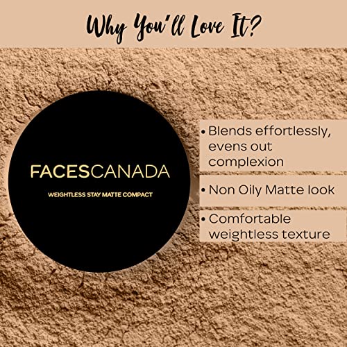 Facescanada CC4203 Weightless Matte Finish Compact Powder - Natural | Non Oily Pressed Powder | Easy Blendable & Lightweight | Sun Protection With Vitamin E thumb #2
