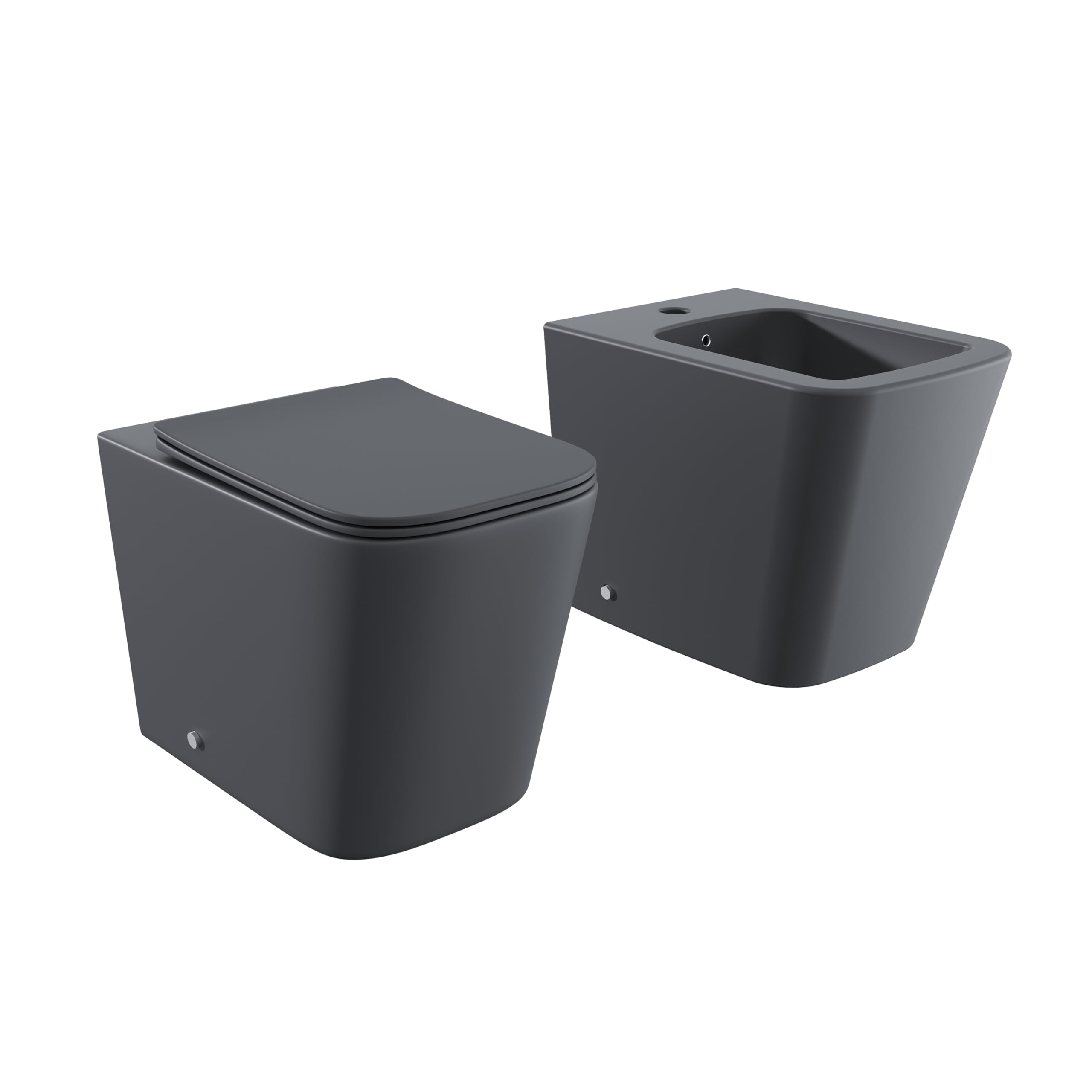 Sanitaires en céramique filomure gris mat cuve sans rebord bidet siège soft-close fermeture lente modèle Londra