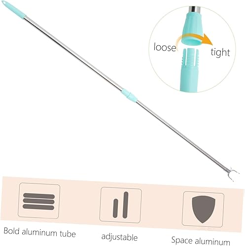 Miniatura 3 de Varilla telescópica de acero inoxidable para colgar ropa ropa que alcanza poste gancho varilla balcón uso en el hogar