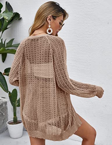 Women Crochet Lightweight Cardigan Cover Up Open Front Long Sleeve Summer Cardigans4