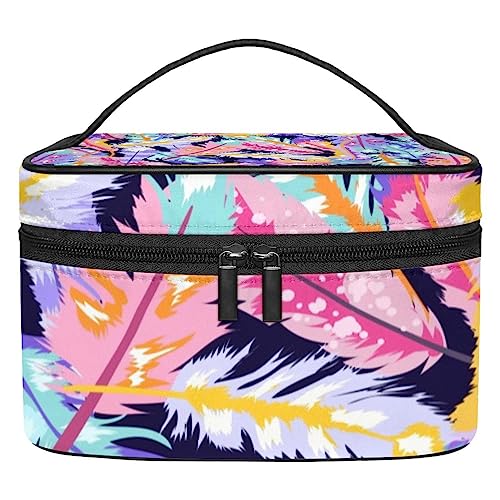 Trousse de maquillage plumes colorées : cadeau voyage