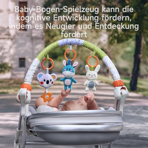 TUMAMA Spielbogen Kinderwagen Spielzeug Baby Ab 0 3 6 9 Monate, Clip Auf Bogen Babyschale Babyspielzeug Für Auto, Plüschtier Tier Hängespielzeug Mit Rasseln Beißring Für Autositz Mobile Kinderbett