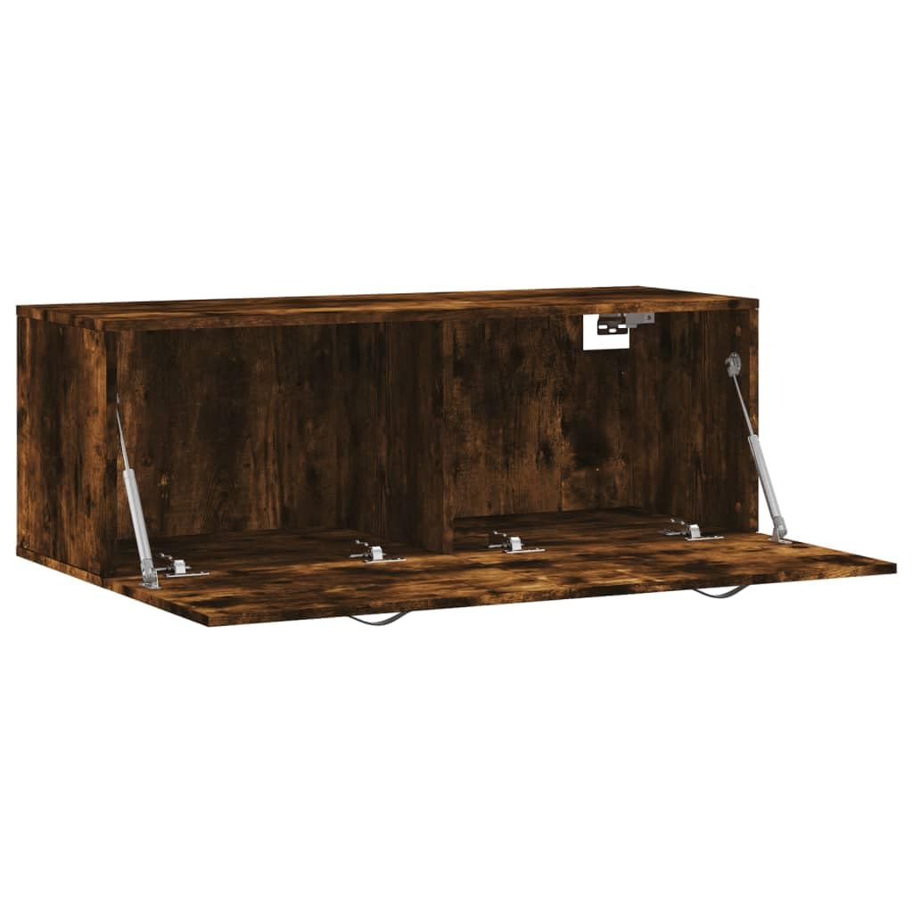 Mobile a Parete Rovere Fumo 100x36,5x35 cm in Legno Multistrato per Soggiorno, Ingresso o Camera con Spazio di Conservazione e Montaggio Facile