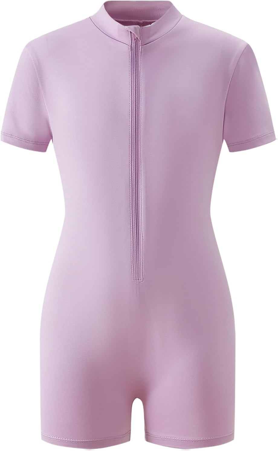 Chichoo Girls Workout Jumpsuit Athletic Romper Biketards Leotards Half Zip Unitard UV UPF 50+ Sports Yoga Outfits