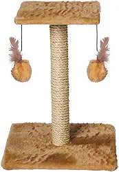 Arranhador Para Gatos Poste Com Brinquedo Duplo Exclusivo (Bege)