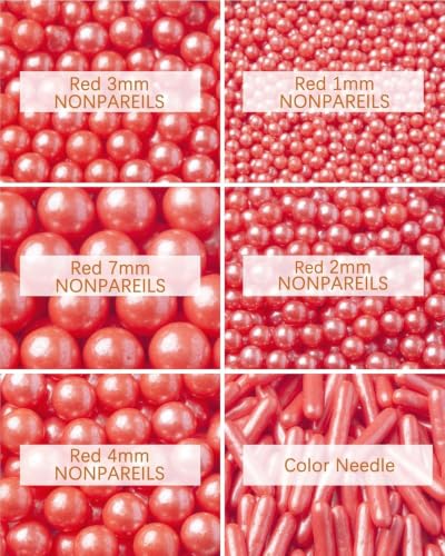 Image of Red Edible Baking Sprinkles 10.8oz, Sugar Confetti, Nonpareils & Sugar Pearls, Patriotic Cake, Cupcake, Cookie & Ice Cream Dessert Decorations