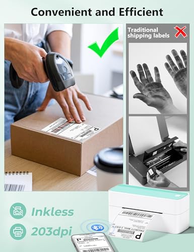 Image of Phomemo 241BT Bluetooth Thermal Shipping Label Printer with 250 Pcs 4x6 Thermal Shipping Label, Inkless Thermal Shipping Label Printer, Compatible with iPhone, Android