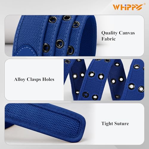 Image of WHIPPY Canvas Double Grommet Belt Unisex Casual Double Prong Belt for Men Women for Jeans Pants