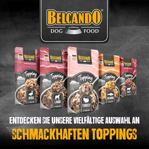 BELCANDO MASTERCRAFT Topping Lachs, 12x 100g Beutel, Nassfutter für Hunde, getreidefrei, sortenfrei, Ergänzungsfutter, Made in Germany