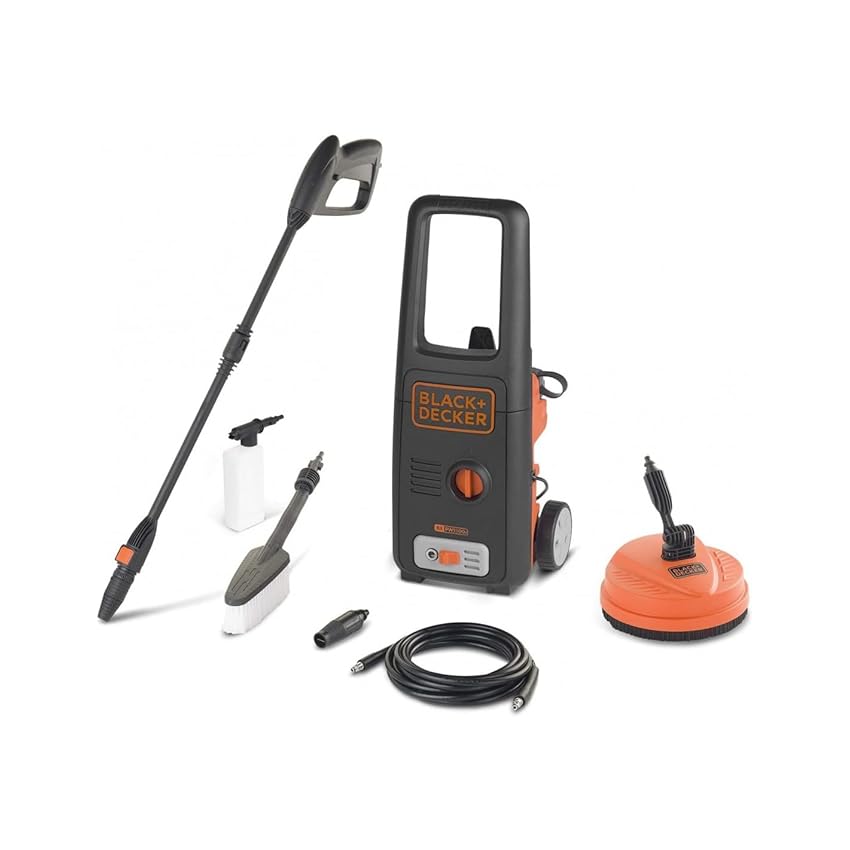 BLACK+DECKER Idropulitrice ad Alta Pressione BXPW1500PE con Patio Cleaner e Spazzola Fissa (1500 W, 120 bar, 390 l/h)