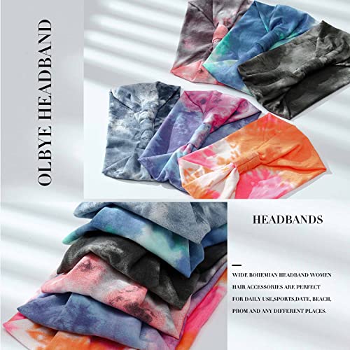 Olbye Wide Headbands Women Knotted Headband Non Slip Elastic Hair Bands Tie Dye Turban Head Wraps Workout Yoga Sports Sweatbands Boho Headbands For Women Fashion Hair Accessories Pack Of 6 (Boho) #TOP3