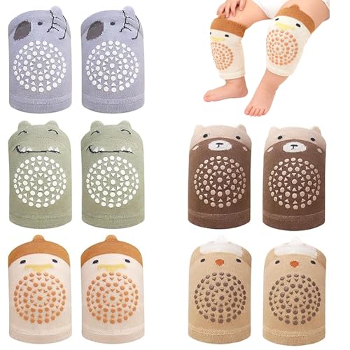 Wqafe 5 Paar Knieschoner Baby Krabbeln Gummipunkte Anti-rutsch Baumwolle Baby Knieschoner Krabbelhilfe Rutschfeste Knieschoner Fußsäcke Schutzhülle für Jungen und Mädchen (Farbe 1 14 * 8)