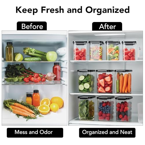 Image of Plastic Airtight Containers Set For Kitchen Storage And Containers Box For Pantry Organization And Container (1100ml, Black And Transparent) Set of 10