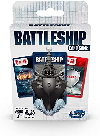 Hasbro Gaming Battleship Card Game for Kids Ages 7 and Up, 2 Players Strategy Game Brown/a
